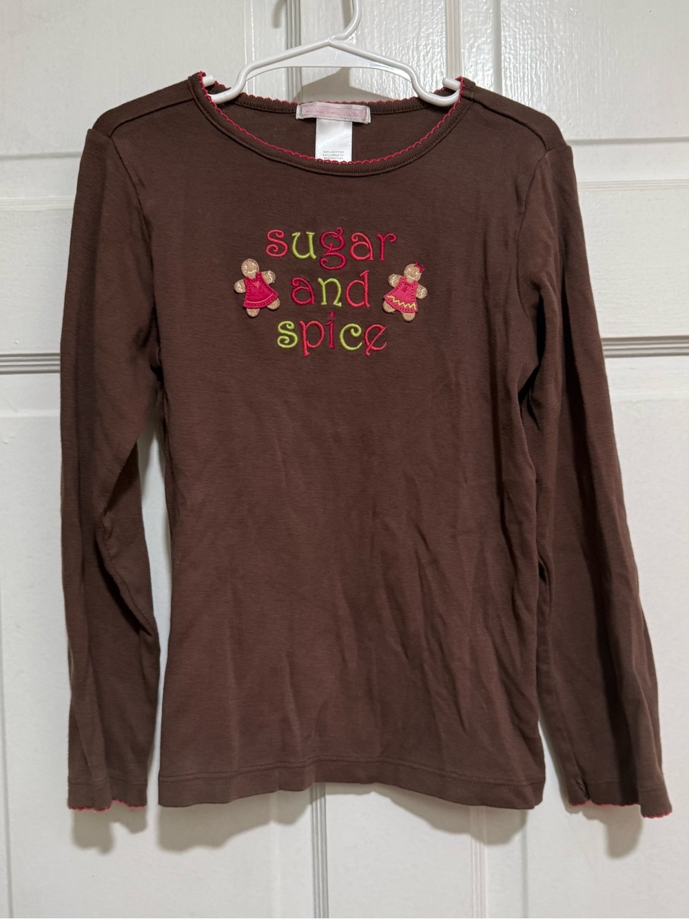 Janie & Jack Size 6 Christmas Gingerbread Sugar & Spice Long Sleeve Girls Shirt